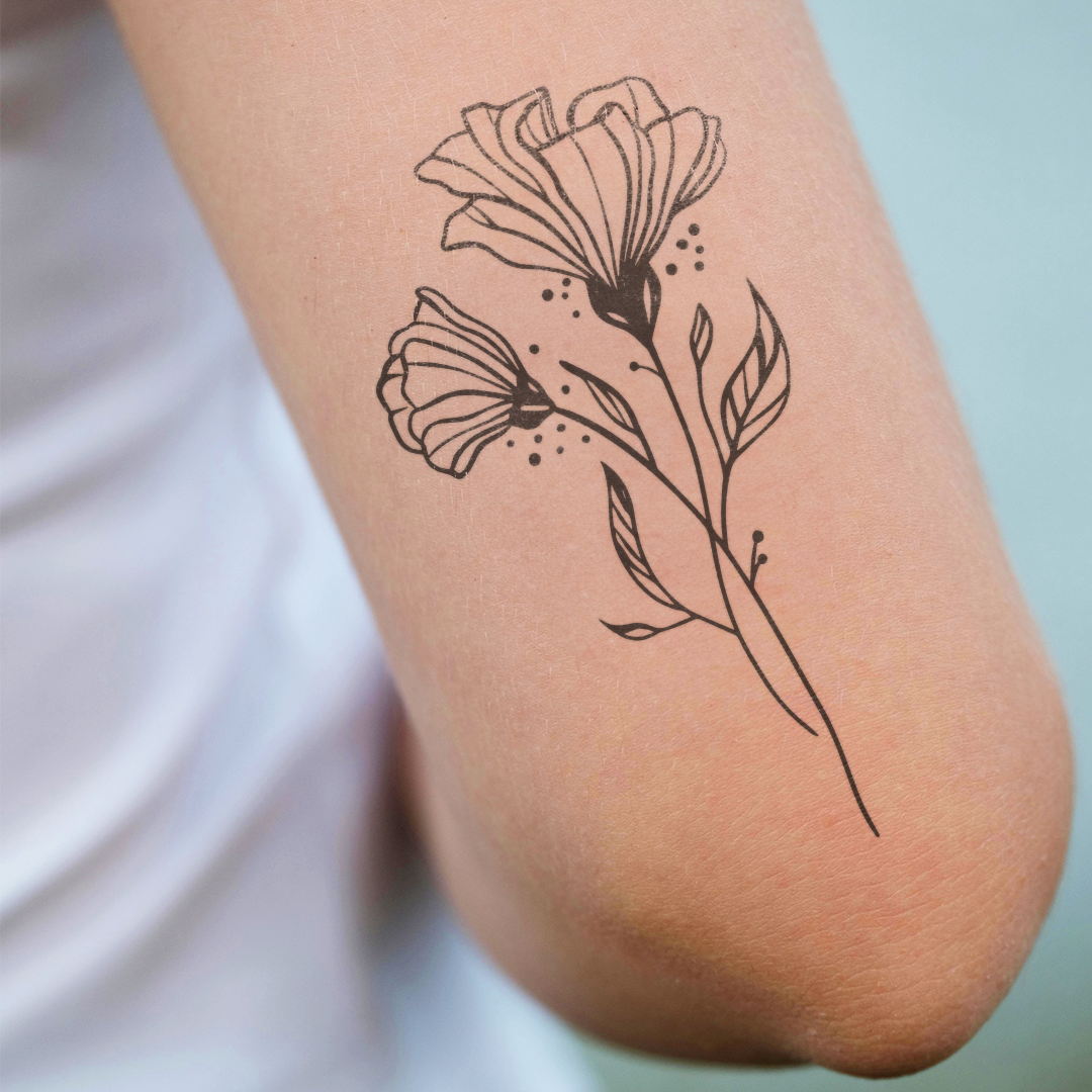Tatuaggio Temporaneo Con Teschio, Rosa E Farfalla - Foto 13