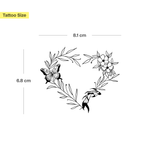 Tatuaggio corona di fiori a forma di cuore con farfalla e pesce