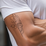 Teschio con fiamme e rosa