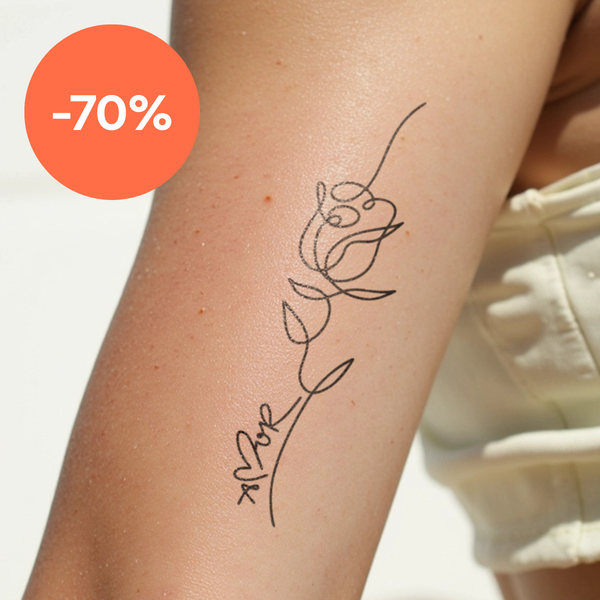 Tatuaggio rosa fineline amore