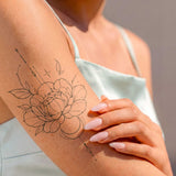 Tatuaggio peonia e luna