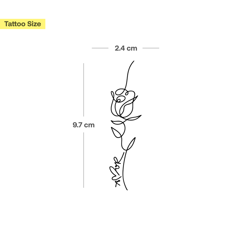 Tatuaggio rosa fineline amore