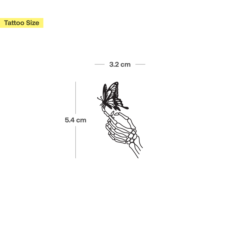 Mano scheletrica con farfalla