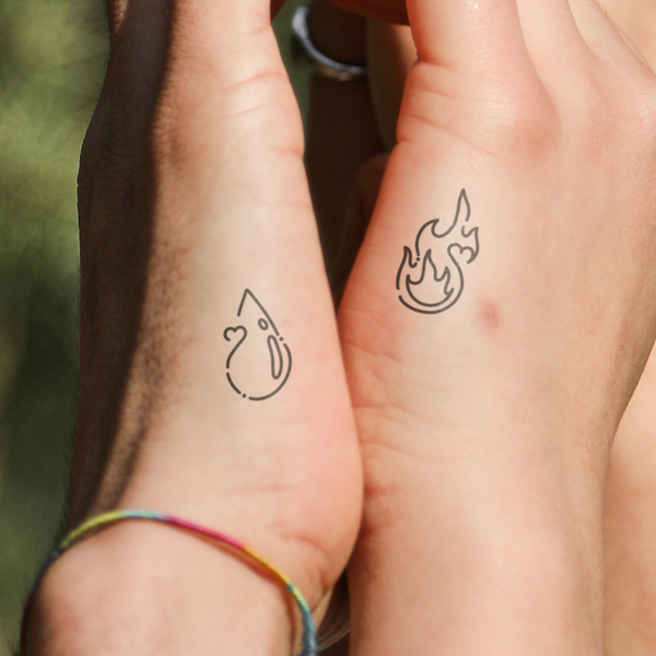 Tatuaggi partner fuoco e acqua