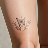Tatuaggio farfalla nel ramo di alloro