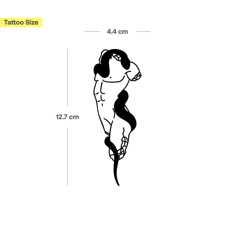 Tatuaggio statua greca con serpente