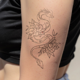 Tatuaggio abete con vari elementi invernali