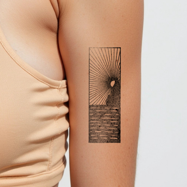 Sonnenuntergang im Rechteck Tattoo